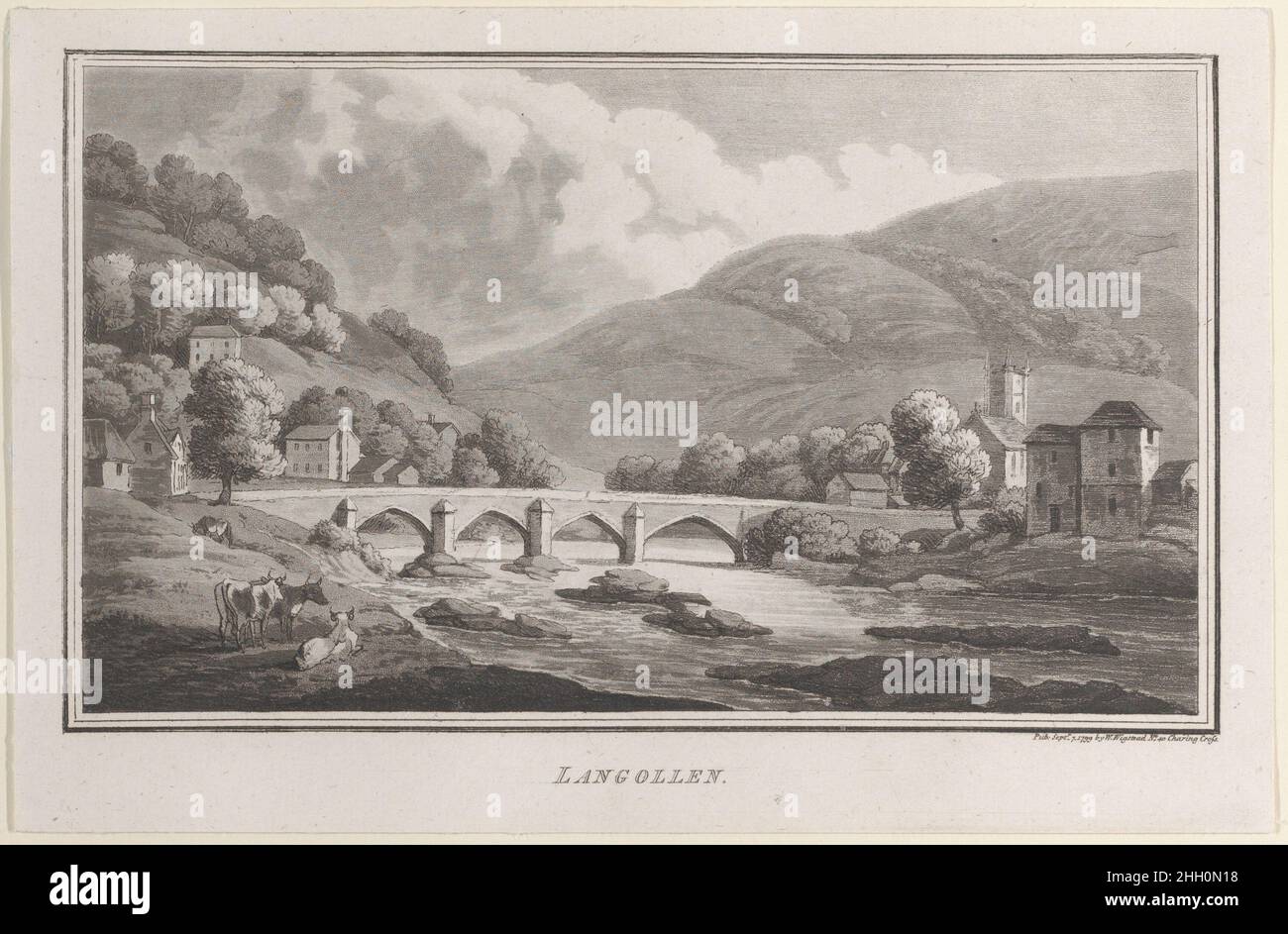 Langollen, from 'Remarks on a Tour to North and South Wales, in the year 1797' September 1, 1799 John Hill. Langollen, from 'Remarks on a Tour to North and South Wales, in the year 1797'. 'Remarks on a Tour to North and South Wales, in the year 1797'. John Hill (British, ca. 1714–1775). September 1, 1799. Etching and aquatint. W. Wigstead (British, active London, ca. 1799–1805). Prints Stock Photo