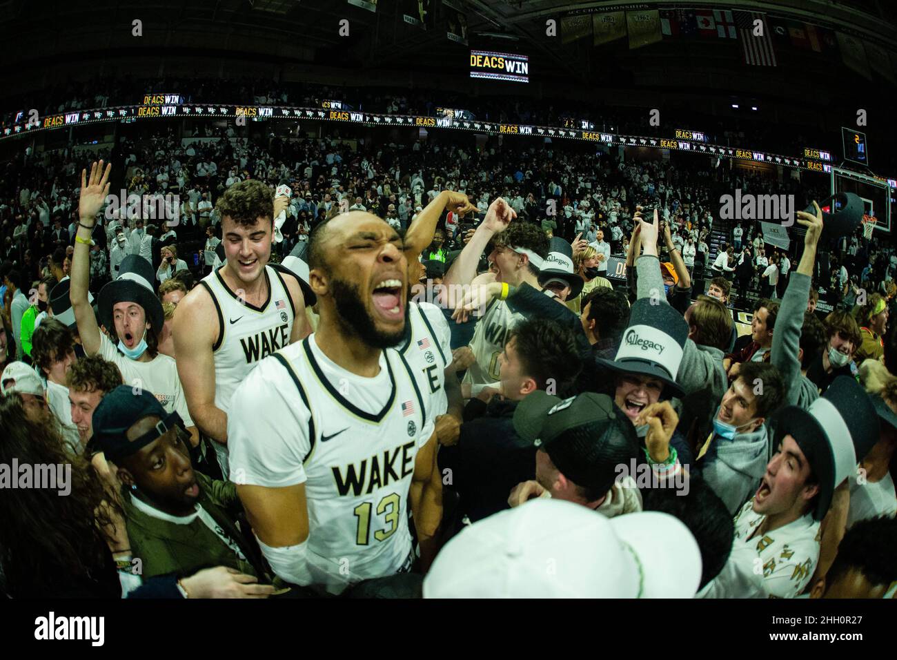Christmas Concert 2022 Ljvm Winston-Salem, Nc, Usa. 22Nd Jan, 2022. Wake Forest Demon Deacons Forward  Dallas Walton (13) Celebrates Surrounded By Students After Beating North  Carolina Tar Heels 98-76 In The Acc Basketball Matchup At Ljvm