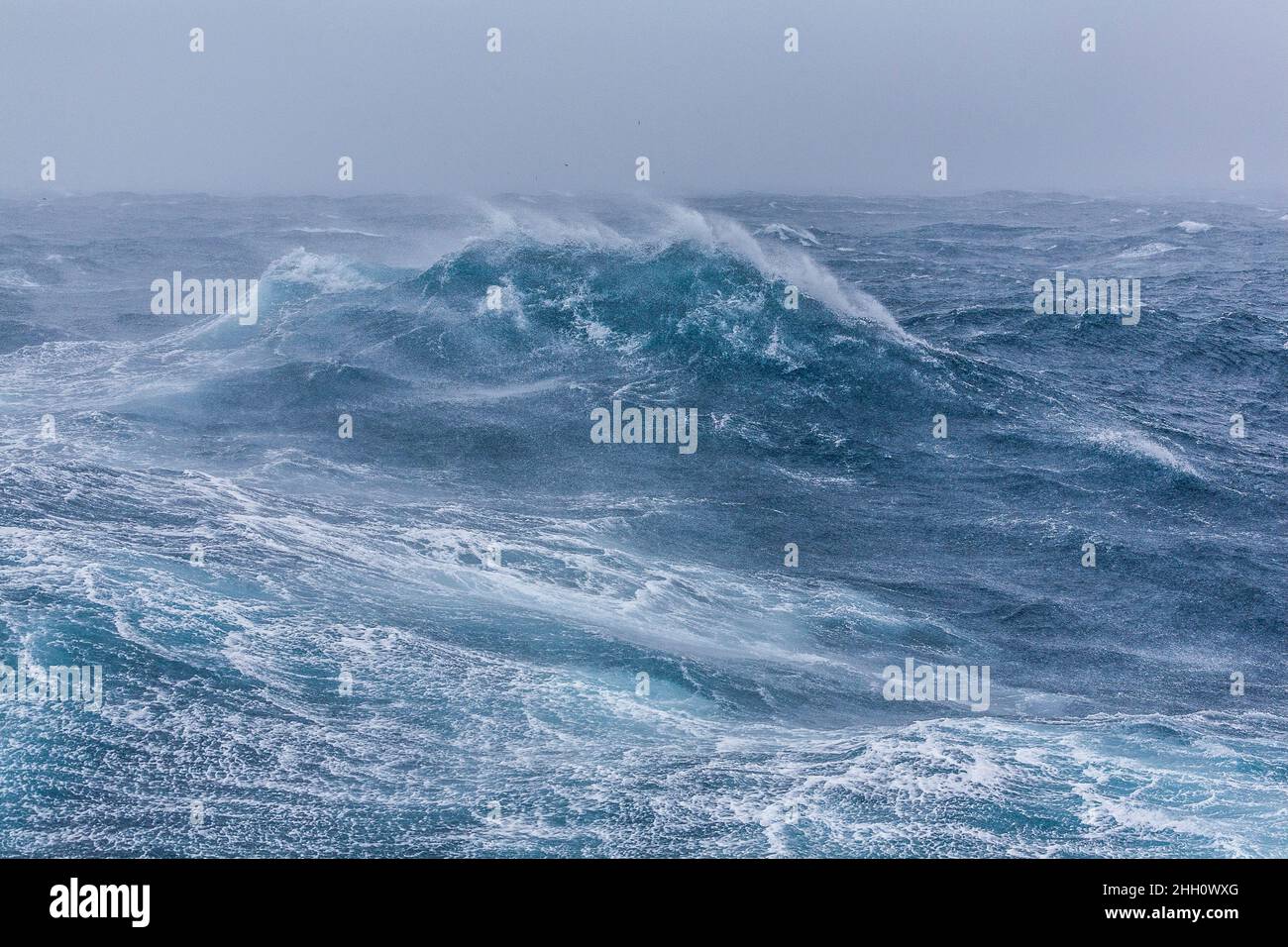 Wild seas in the Southern Ocean, south of Macquarie Island. Stock Photo