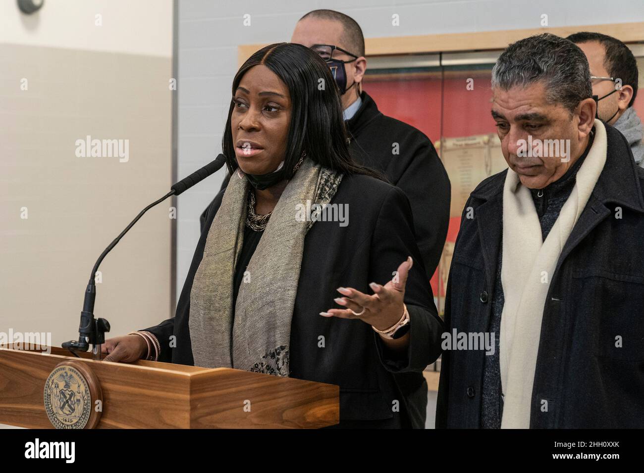 New York, USA. 22nd Jan, 2022. Bronx Borough President Vanessa Gibson ...