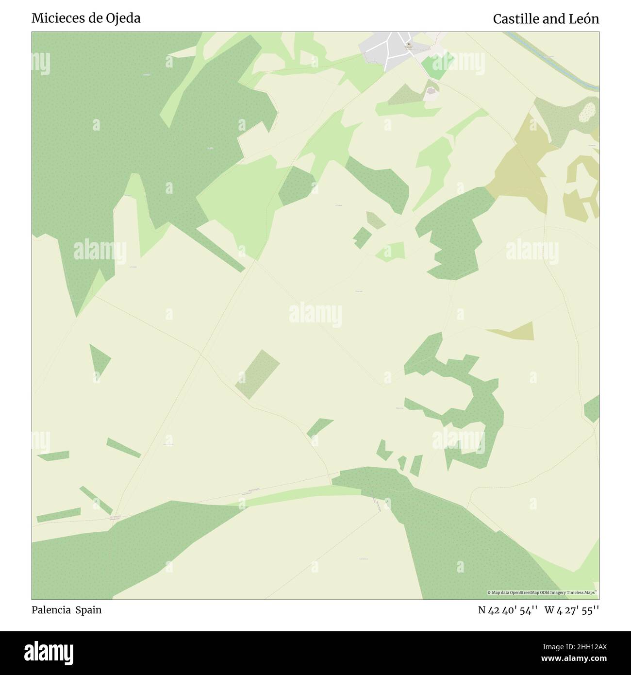 Micieces de Ojeda, Palencia, Spain, Castille and León, N 42 40' 54'', W 4 27' 55'', map, Timeless Map published in 2021. Travelers, explorers and adventurers like Florence Nightingale, David Livingstone, Ernest Shackleton, Lewis and Clark and Sherlock Holmes relied on maps to plan travels to the world's most remote corners, Timeless Maps is mapping most locations on the globe, showing the achievement of great dreams Stock Photo