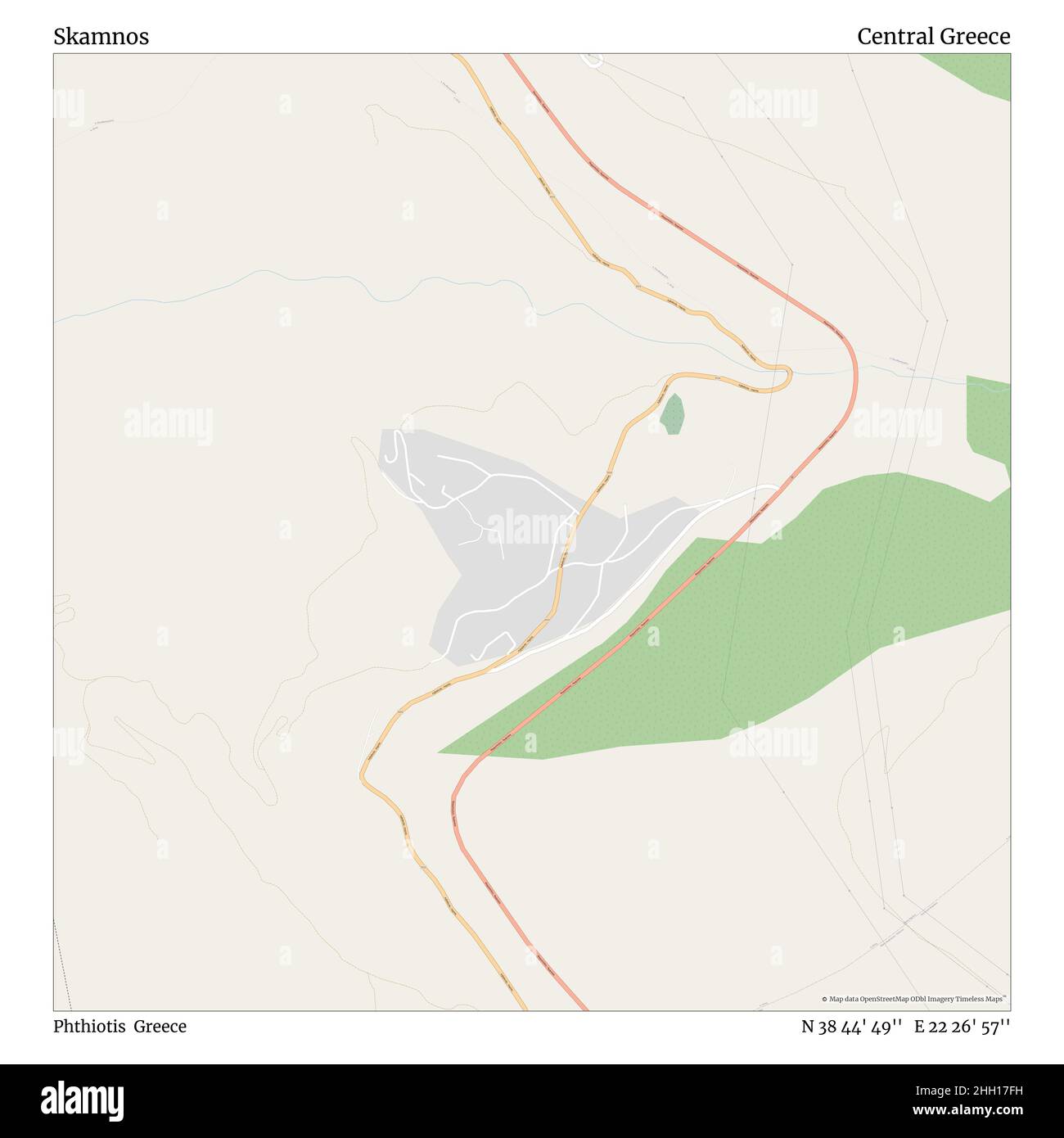 Skamnos, Phthiotis, Greece, Central Greece, N 38 44' 49'', E 22 26' 57'', map, Timeless Map published in 2021. Travelers, explorers and adventurers like Florence Nightingale, David Livingstone, Ernest Shackleton, Lewis and Clark and Sherlock Holmes relied on maps to plan travels to the world's most remote corners, Timeless Maps is mapping most locations on the globe, showing the achievement of great dreams Stock Photo