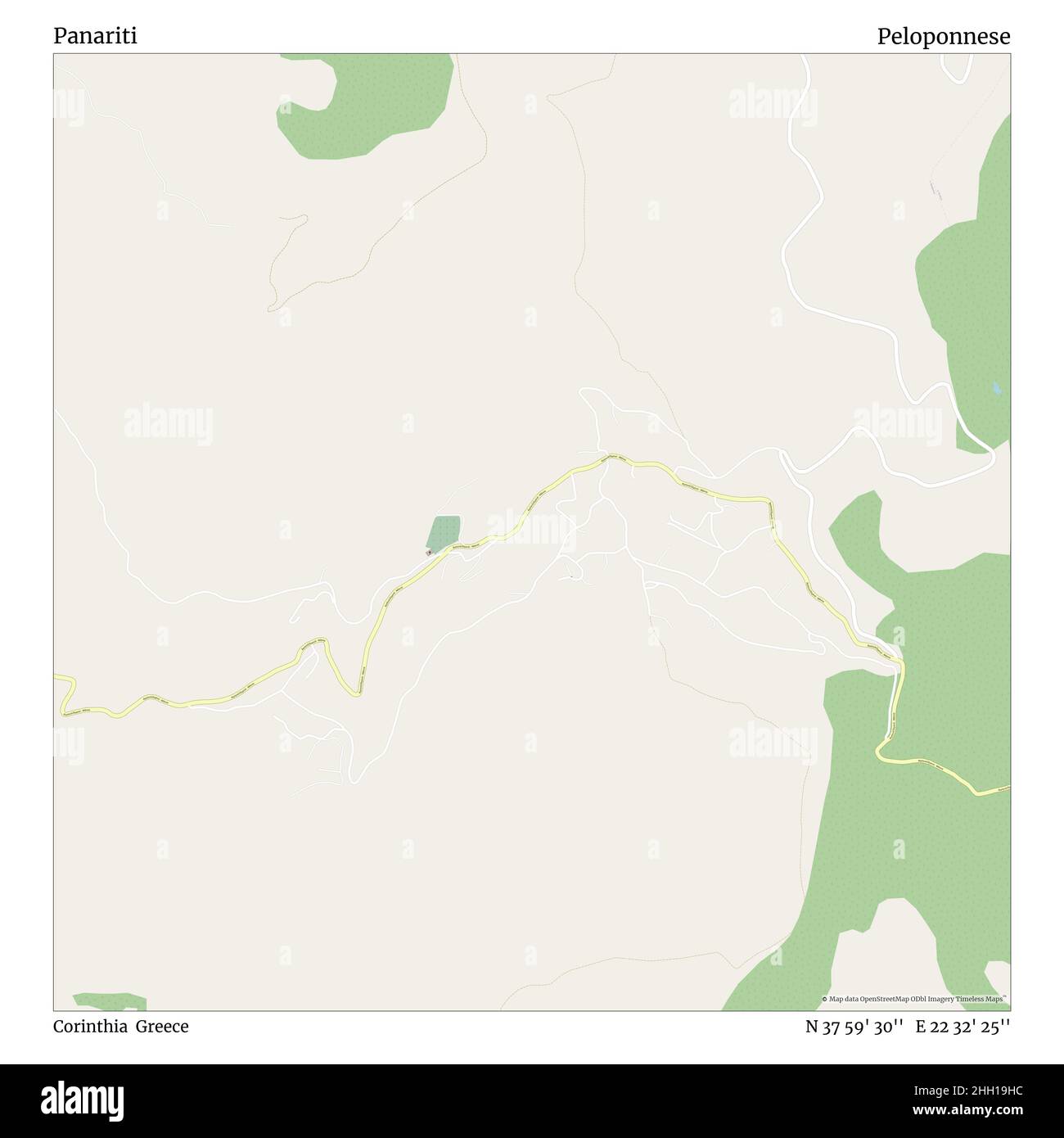 Panariti, Corinthia, Greece, Peloponnese, N 37 59' 30'', E 22 32' 25'', map, Timeless Map published in 2021. Travelers, explorers and adventurers like Florence Nightingale, David Livingstone, Ernest Shackleton, Lewis and Clark and Sherlock Holmes relied on maps to plan travels to the world's most remote corners, Timeless Maps is mapping most locations on the globe, showing the achievement of great dreams Stock Photo