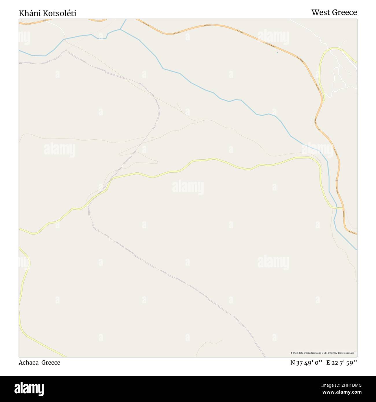 Kháni Kotsoléti, Achaea, Greece, West Greece, N 37 49' 0'', E 22 7' 59'', map, Timeless Map published in 2021. Travelers, explorers and adventurers like Florence Nightingale, David Livingstone, Ernest Shackleton, Lewis and Clark and Sherlock Holmes relied on maps to plan travels to the world's most remote corners, Timeless Maps is mapping most locations on the globe, showing the achievement of great dreams Stock Photo