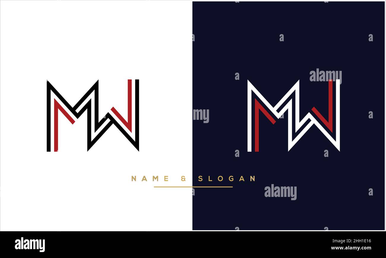 MW, WM Abstract Letters Logo MONOGRAM Stock Vector
