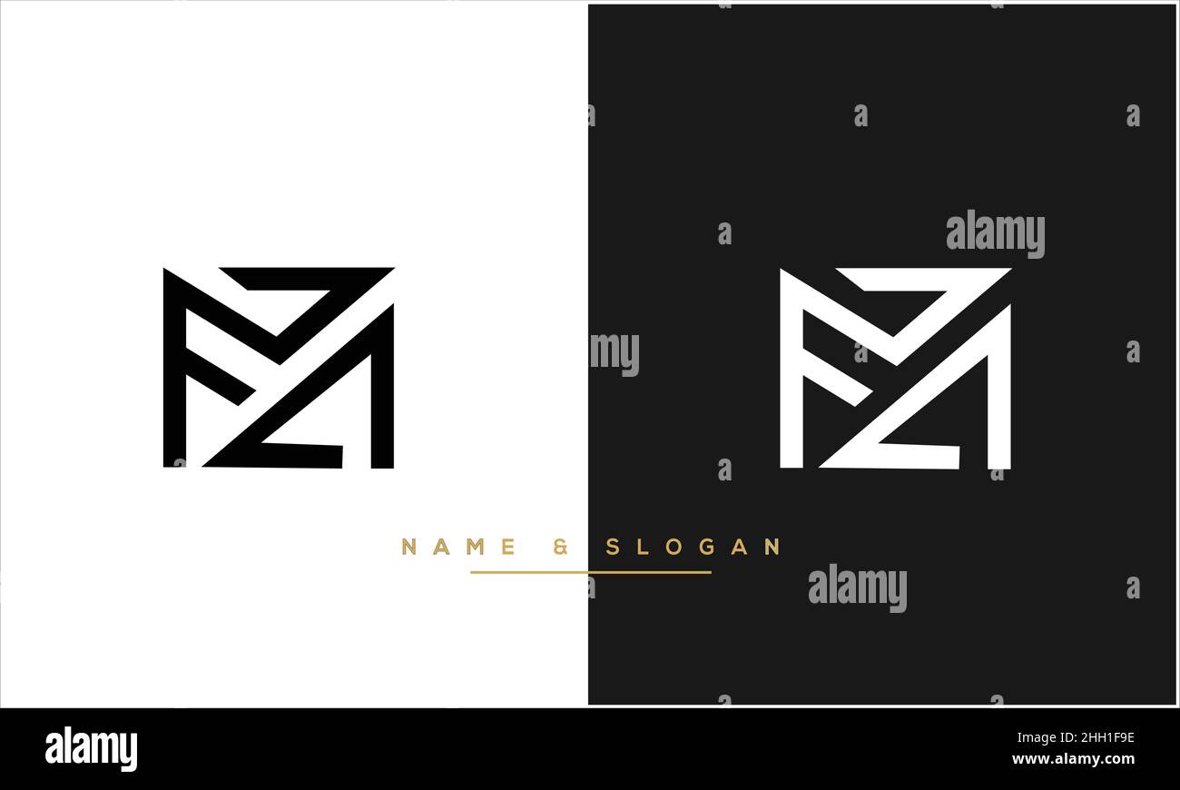 MZ, ZM Abstract Letters Logo MONOGRAM Stock Vector