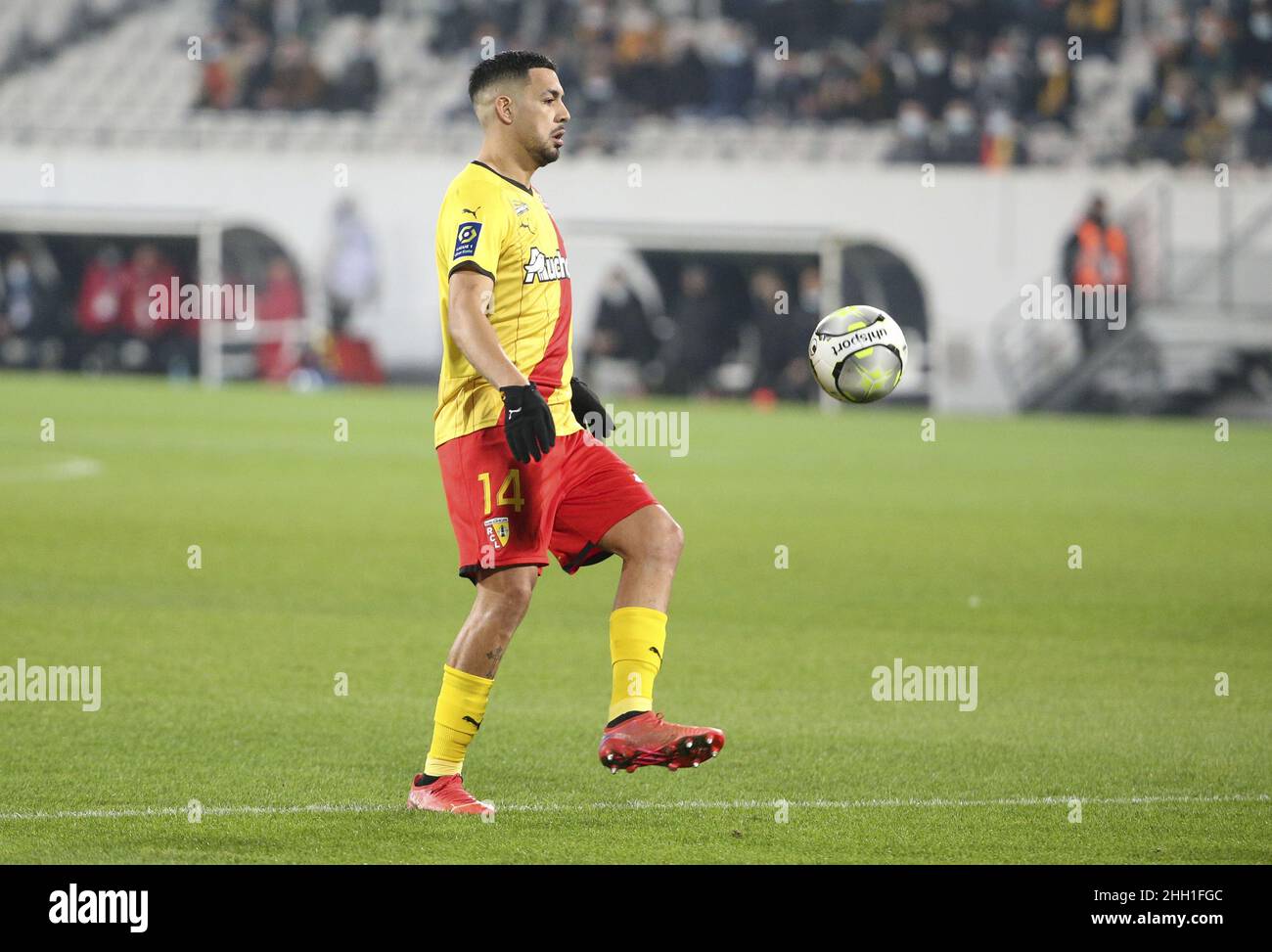 Facundo Medina of Lens during the French championship Ligue 1 football  match between RC Lens (RCL) and Olympique de Marseille (OM) on January 22,  2022 at Stade Bollaert-Delelis in Lens, France -