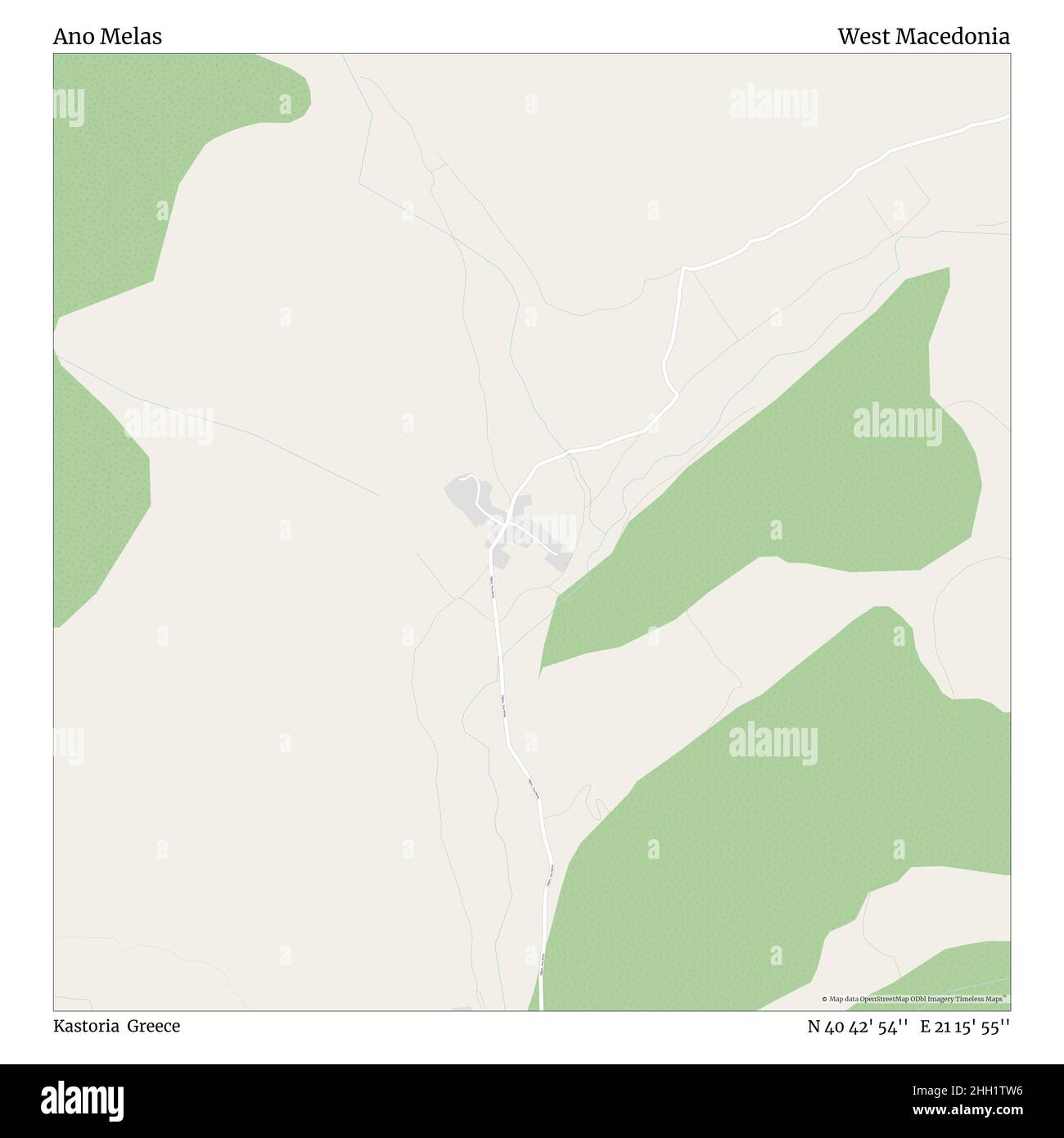 Ano Melas, Kastoria, Greece, West Macedonia, N 40 42' 54'', E 21 15' 55'', map, Timeless Map published in 2021. Travelers, explorers and adventurers like Florence Nightingale, David Livingstone, Ernest Shackleton, Lewis and Clark and Sherlock Holmes relied on maps to plan travels to the world's most remote corners, Timeless Maps is mapping most locations on the globe, showing the achievement of great dreams Stock Photo