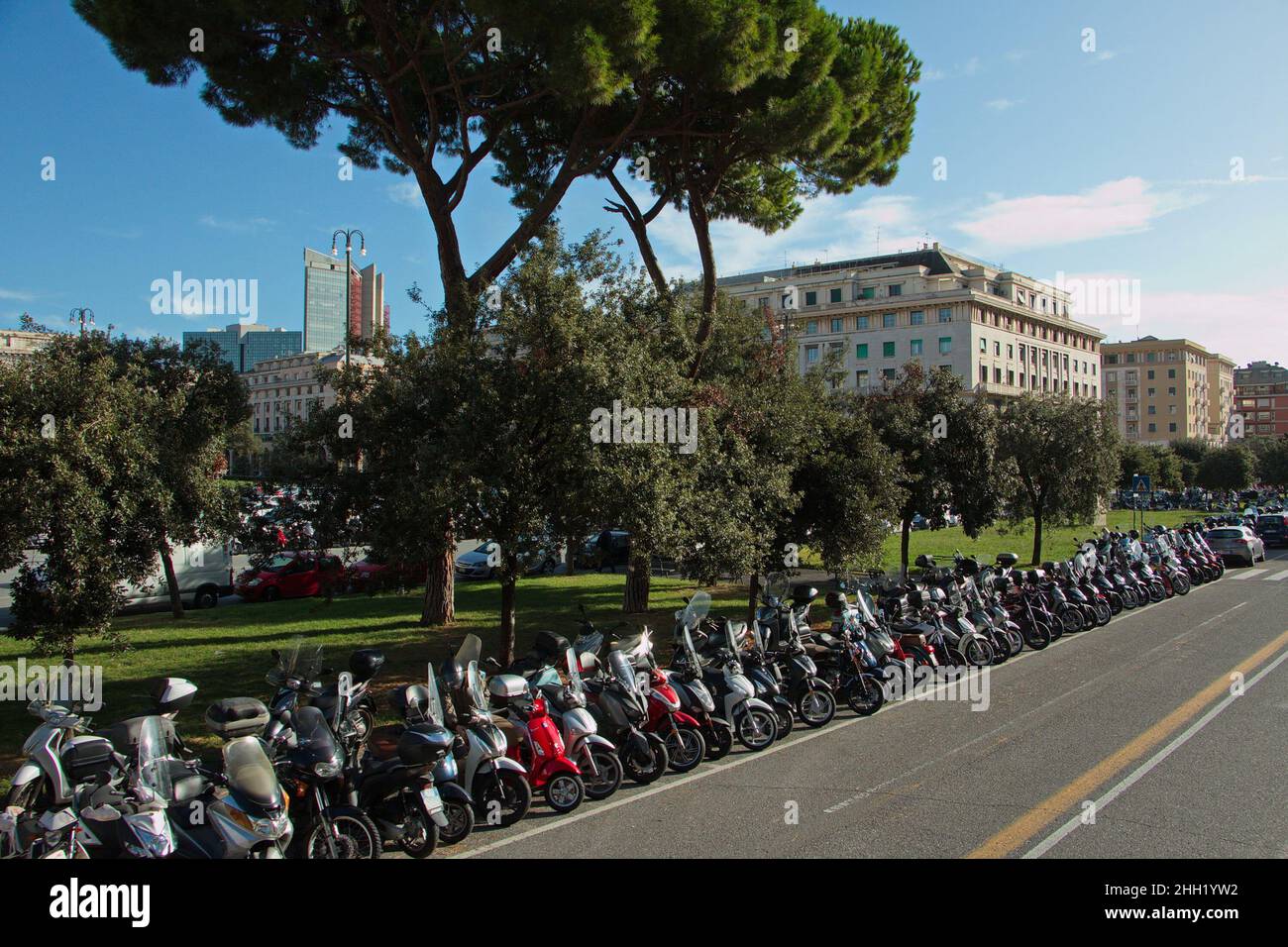 Parking motorbikes in Genoa,Liguria,Italy,Europe Stock Photo Alamy