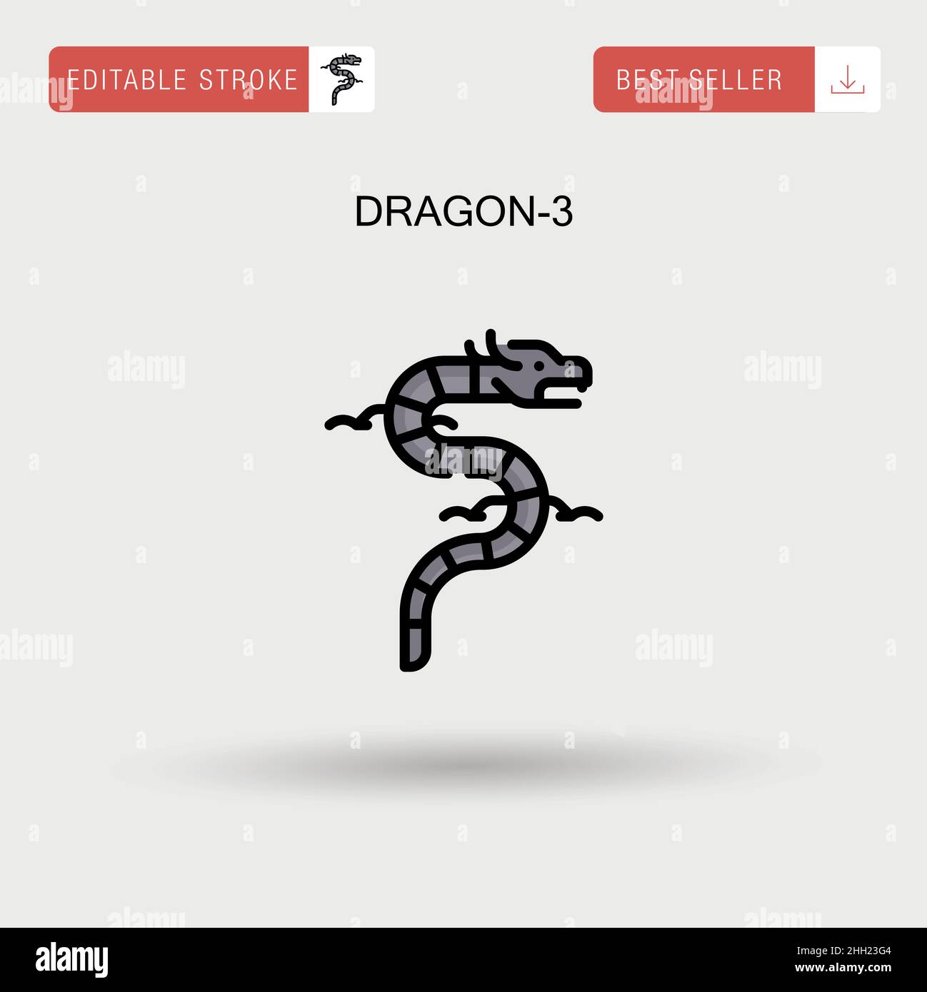 Dragon-3 Simple vector icon. Stock Vector