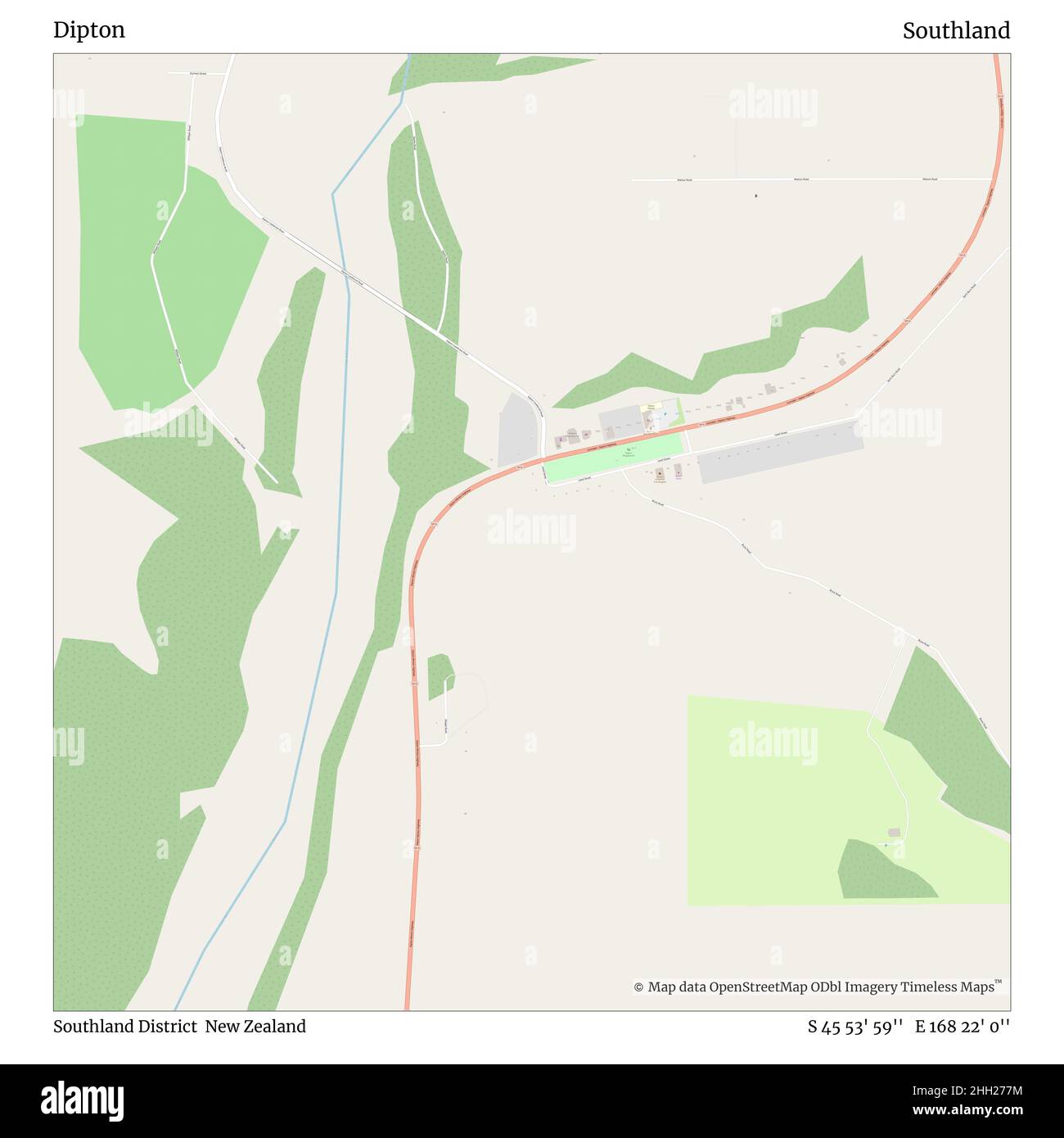 Dipton, Southland District, New Zealand, Southland, S 45 53' 59'', E 168 22' 0'', map, Timeless