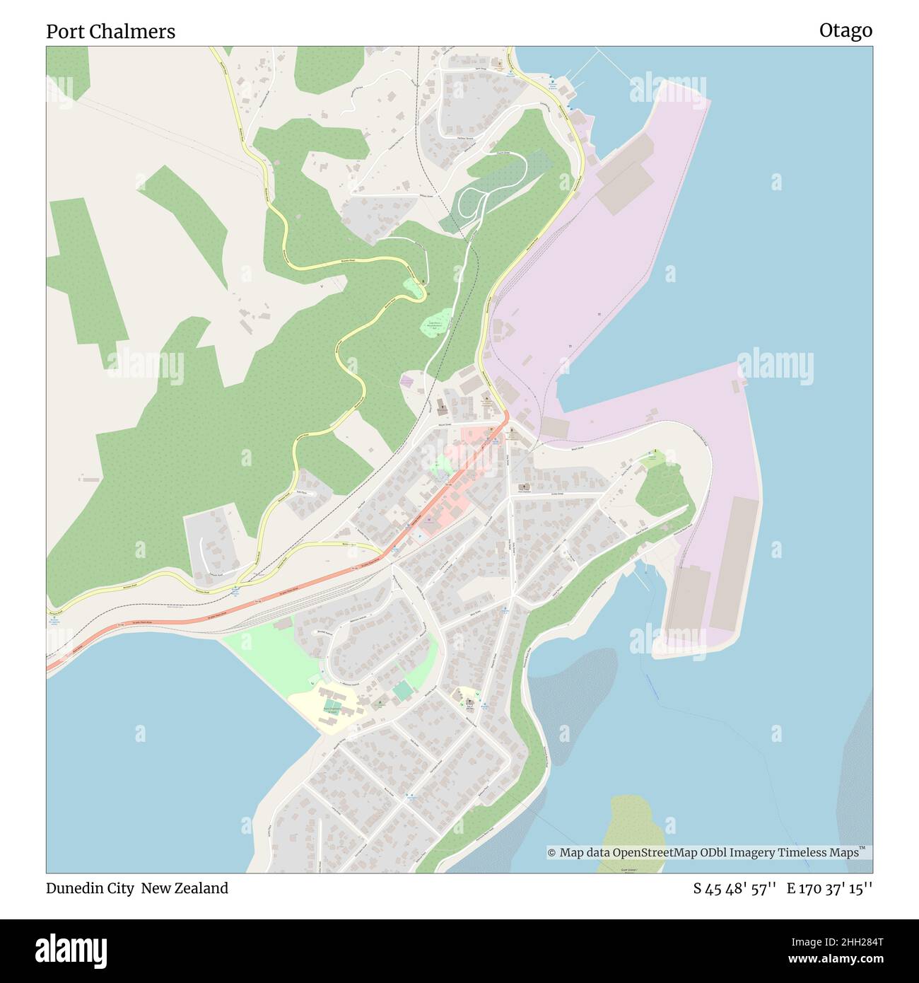 Dunedin New Zealand Map Port Chalmers, Dunedin City, New Zealand, Otago, S 45 48' 57'', E 170 37'  15'', Map, Timeless Map Published In 2021. Travelers, Explorers And  Adventurers Like Florence Nightingale, David Livingstone, Ernest Shackleton,