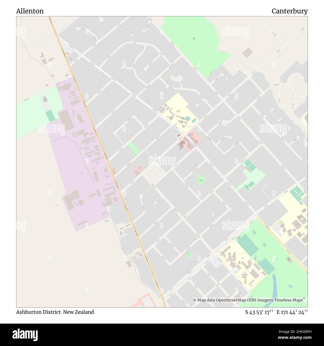 Allenton, Ashburton District, New Zealand, Canterbury, S 43 53' 17'', E