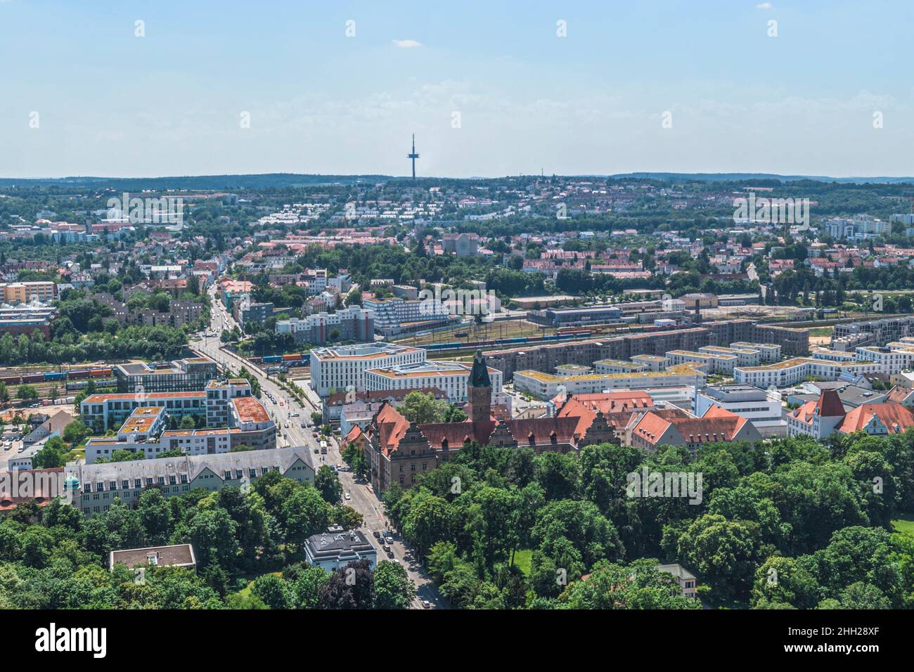 Aerial view to the UNESCO World Heritage town of Regensburg Stock Photo