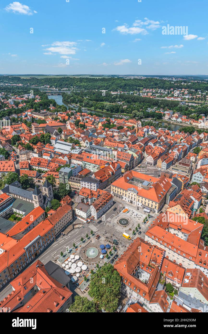 Aerial view to the UNESCO World Heritage town of Regensburg Stock Photo