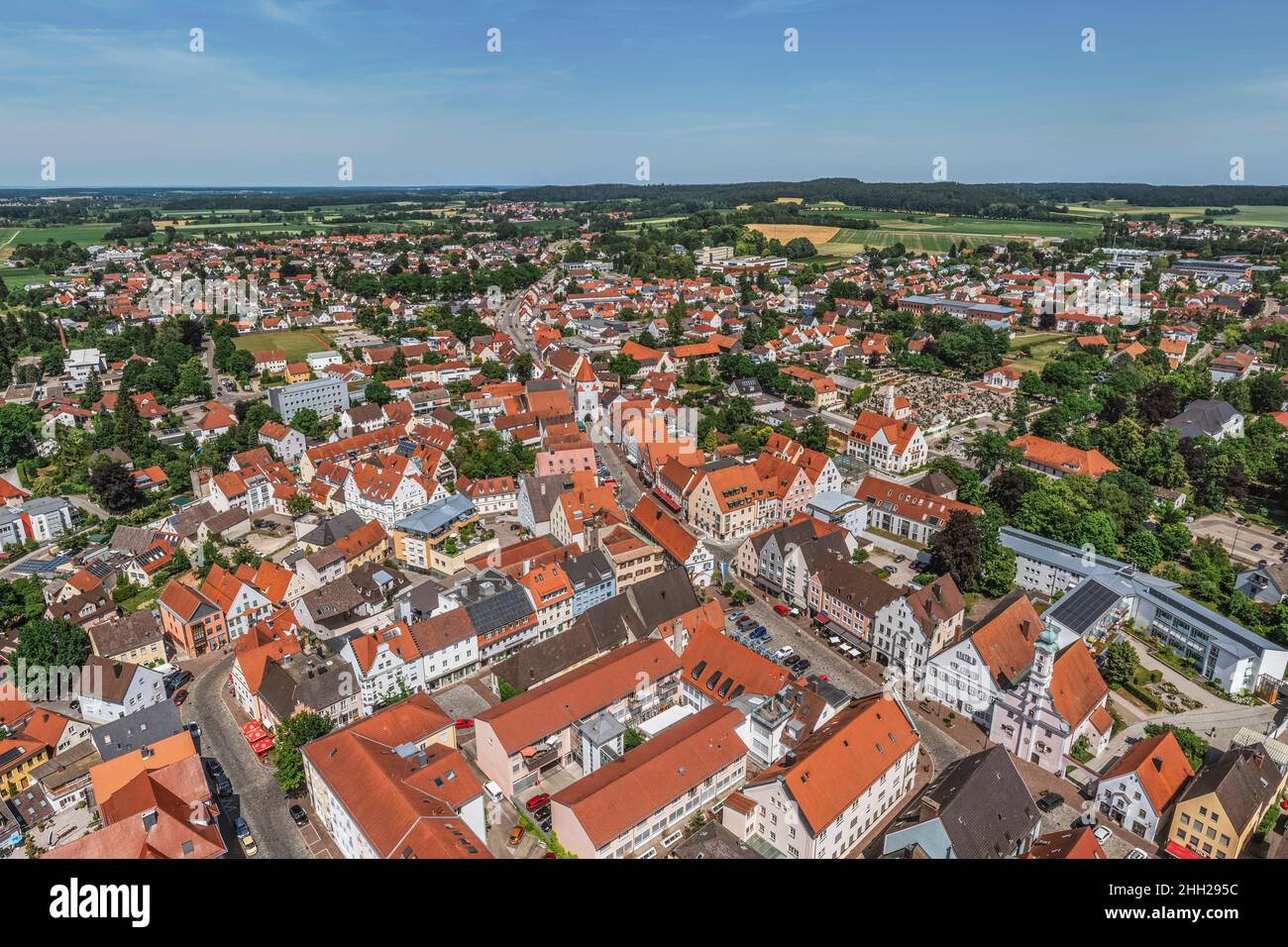 Region and City of Aichach from above Stock Photo