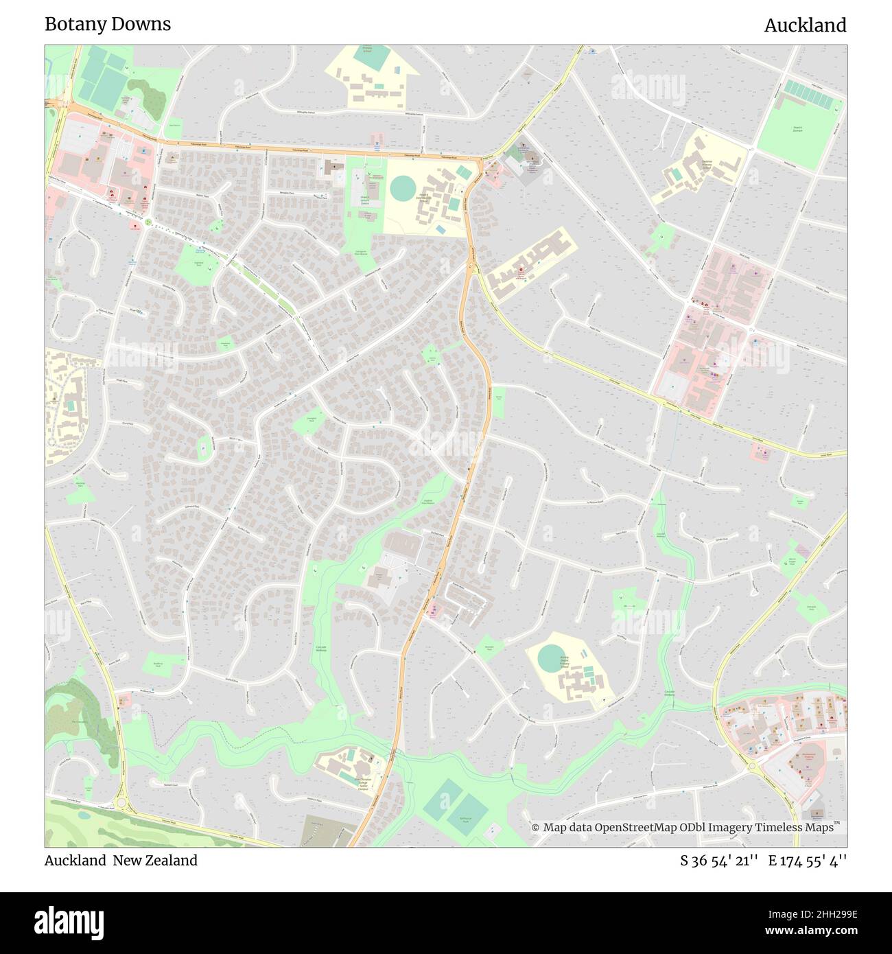 Botany Downs, Auckland, New Zealand, Auckland, S 36 54' 21'', E 174 55' 4'', map, Timeless Map