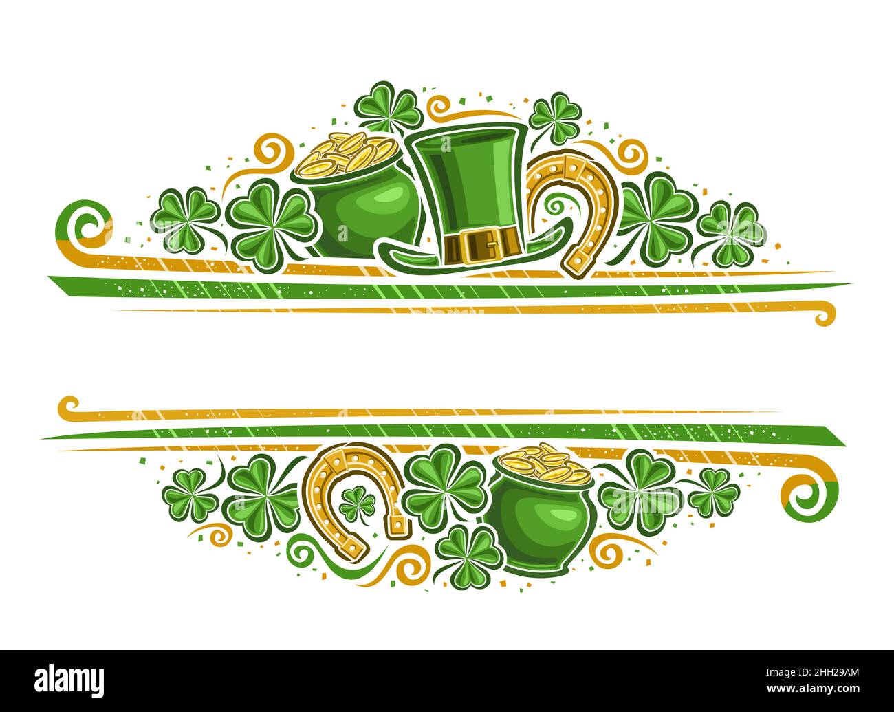 St. Patrick's day 2023 green shamrock clover on sparkly green background  wallpaper backdrop. March 17, Saint Patty's Irish Pub celebration party.  Created with digital art Stock Illustration