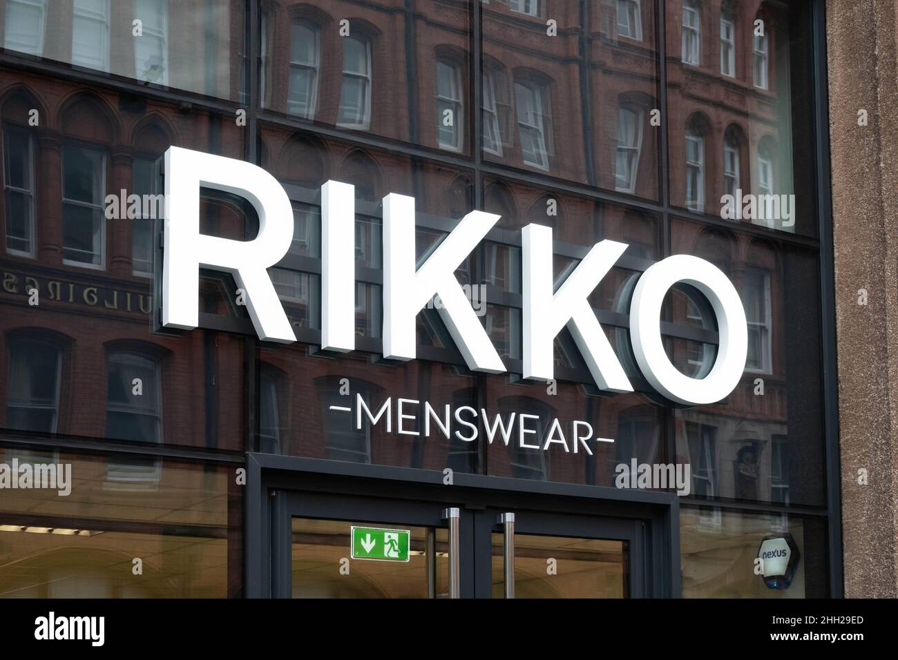 Rikko menswear sign over entrance on Dale Street in Liverpool Stock Photo