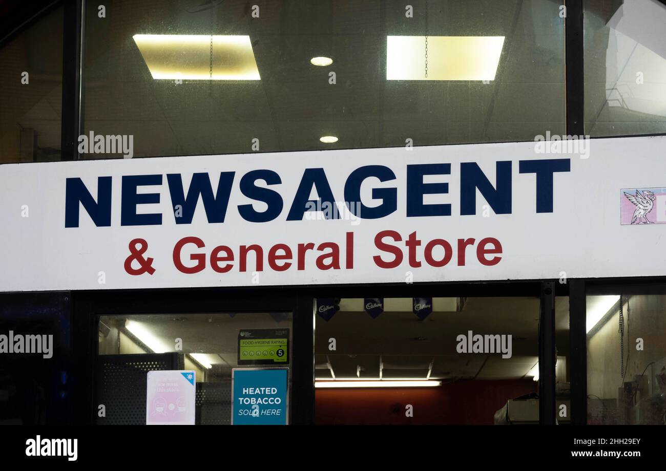 Sign outside a newsagent on Dale Street in Liverpool Stock Photo