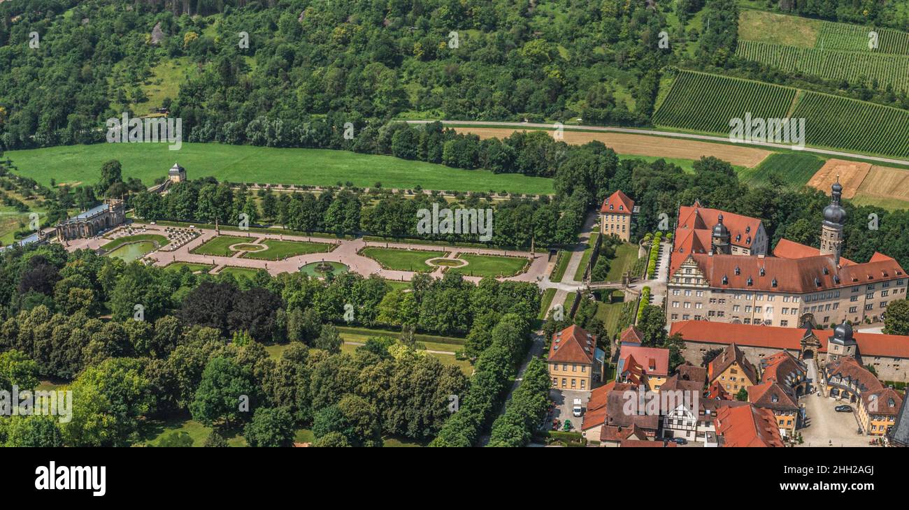 Aerial view to Weikersheim in the Tauber valley Stock Photo