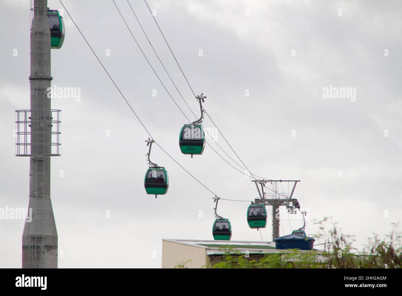 cable car in the city of appeared from the north in Sao Paulo. Stock Photo