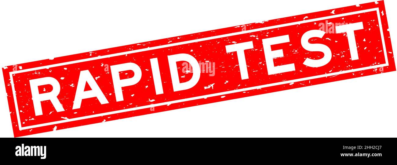 Grunge red rapid test word square rubber seal stamp on white background ...