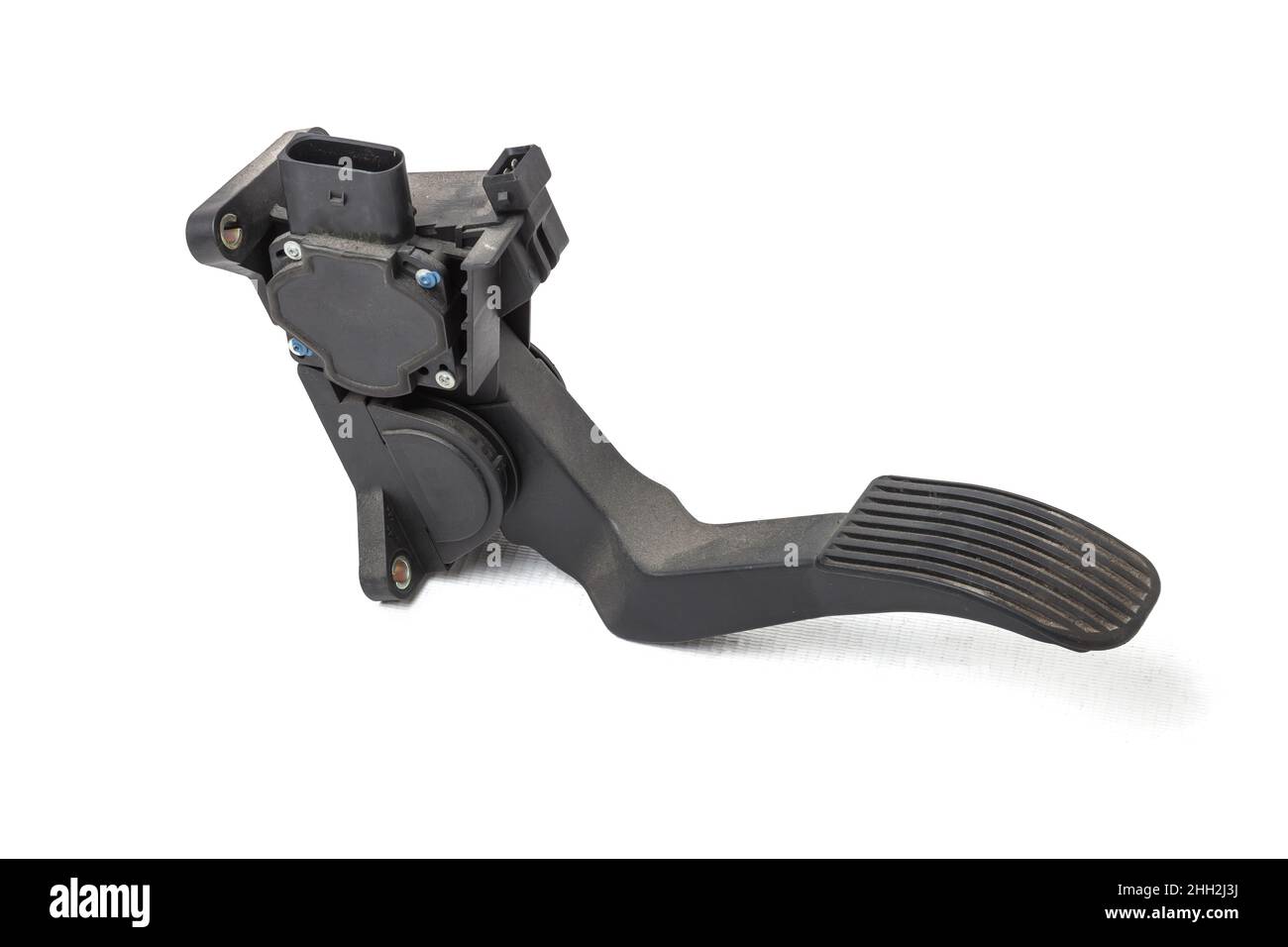Floor gas pedal on a white isolated background in a photo studio for sale  in a car service. Black auto part for replacement during repair in the works  Stock Photo - Alamy