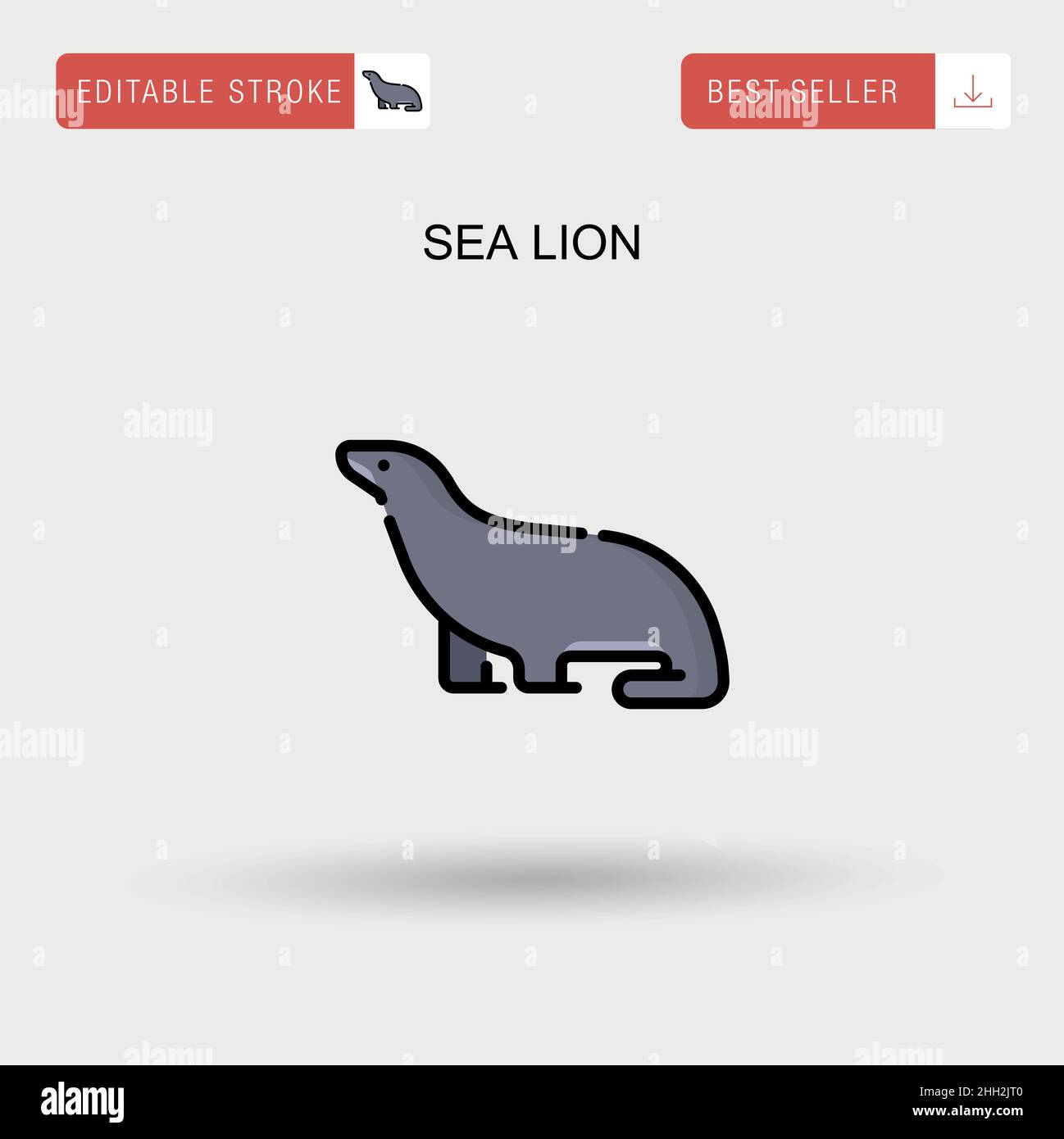 Sea lion Simple vector icon. Stock Vector