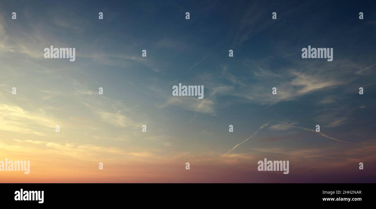 Beautiful night sky with cirrus clouds Stock Photo