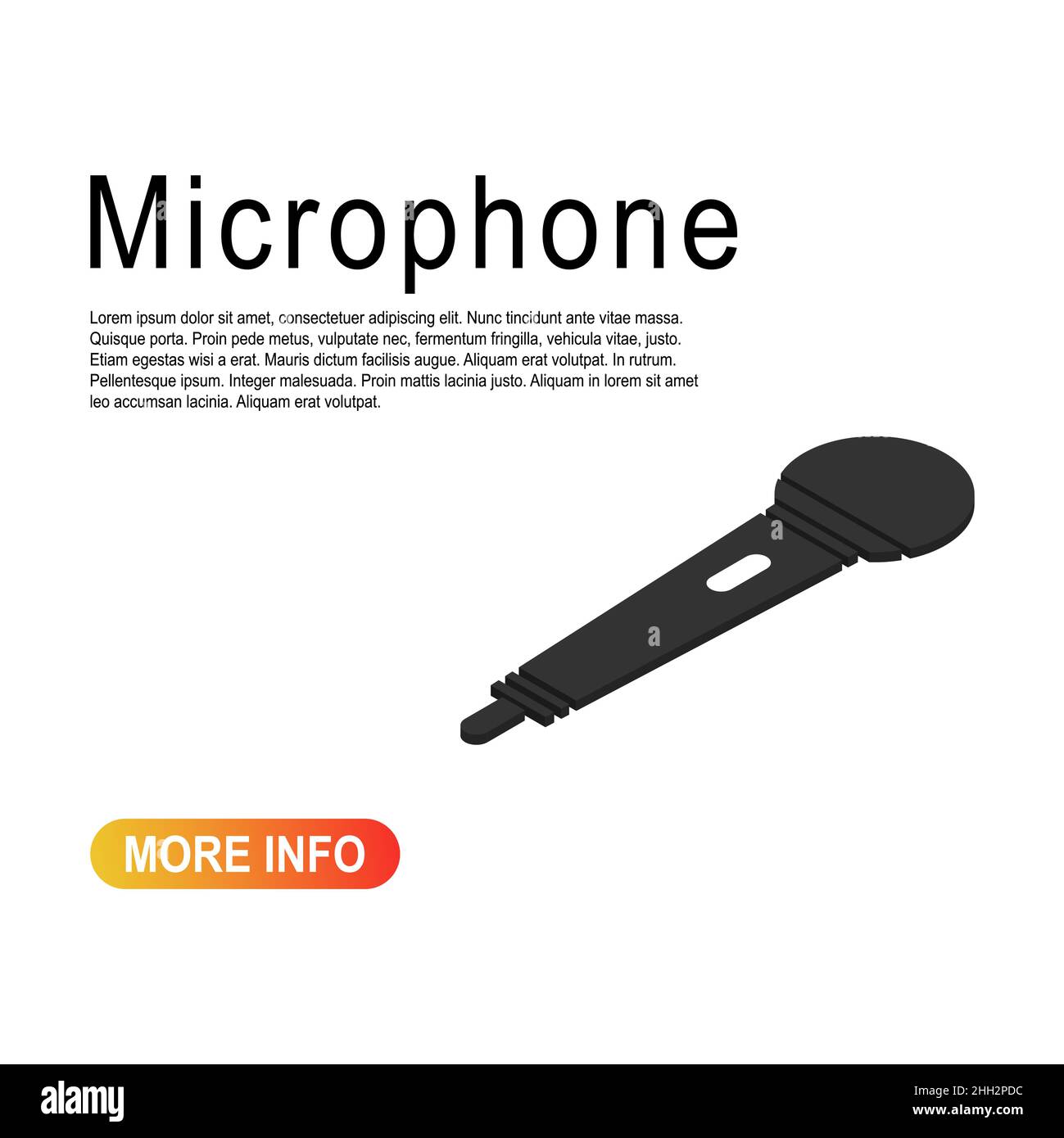 Microphone isometric icon, audio speech symbol, record concert sign ...