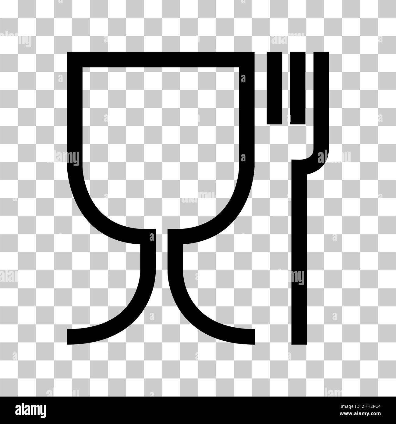 Food safe symbol. The international icon for food safe material, wine glass and a fork symbol . Stock Vector