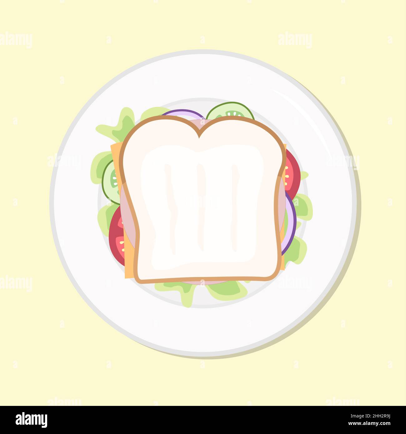 Sandwich healthy diet meal. Weight loss plate with toast, lettuce