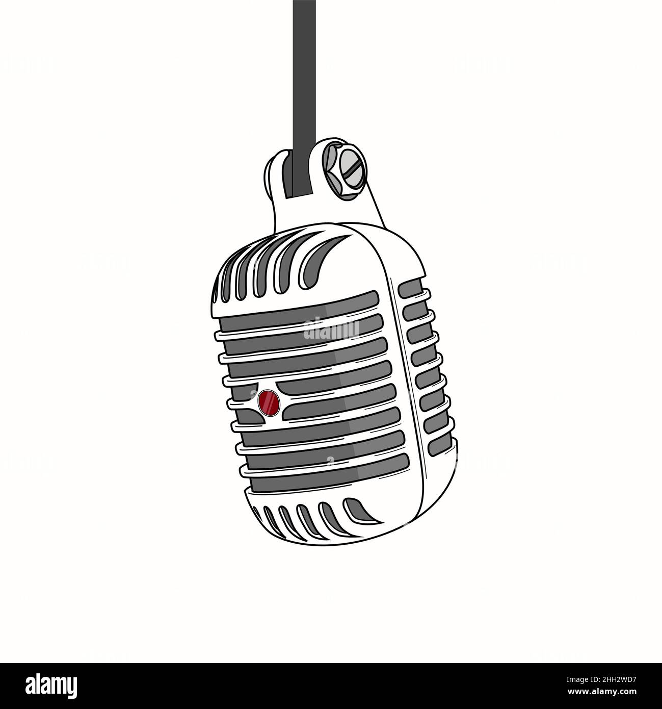 Vintage retro michrophone simple. Old school hanging mic vector  illustration. Classic style microphone. Voice recorder. Sound technology on  white Stock Vector Image & Art - Alamy