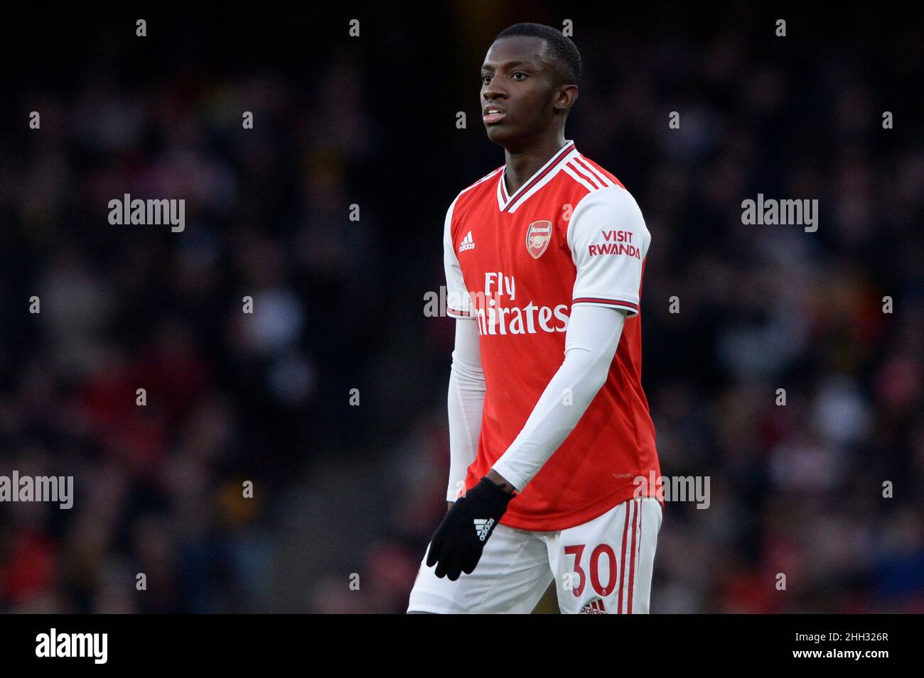 Eddie Nketiah of Arsenal in action during the Premier League match between Arsenal and Everton at the Emirates Stadium in London, UK - 16th February 2020 Stock Photo