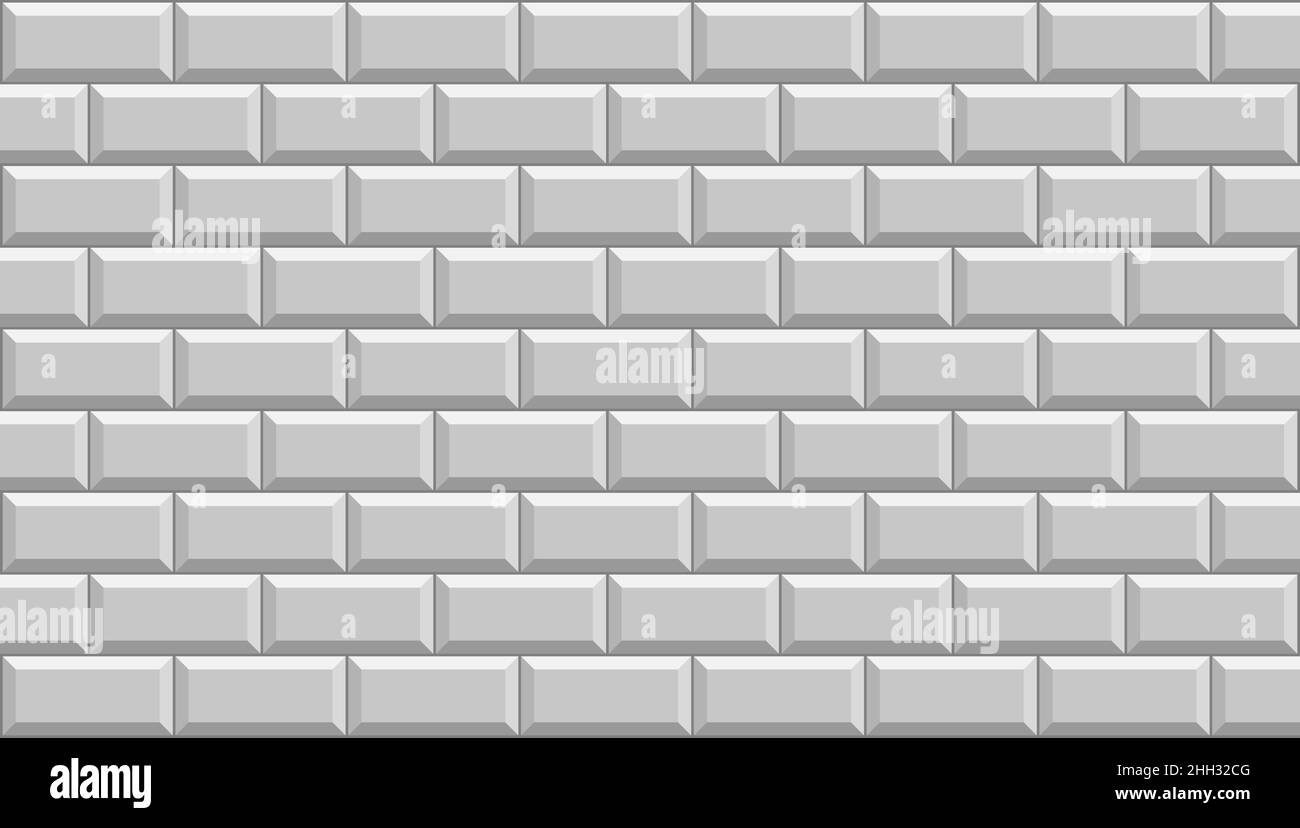 Subway tile background. Grey brick wall pattern for kitchen and bathroom. Vector illustration. Stock Vector