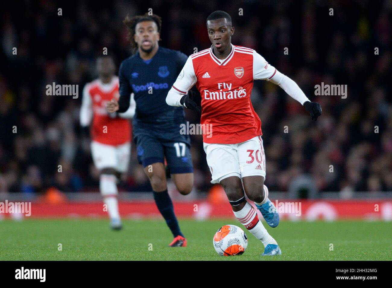 Eddie Nketiah of Arsenal during the Premier League match between Arsenal and Everton at the Emirates Stadium in London, UK - 16th February 2020 Stock Photo