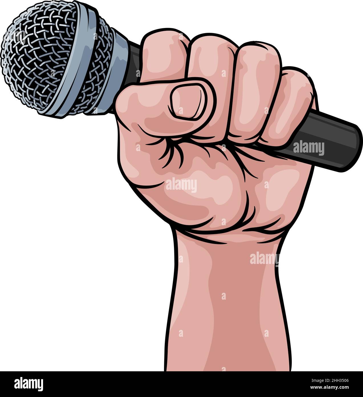 Microphone Fist Hand Comic Book Pop Art Cartoon Stock Vector