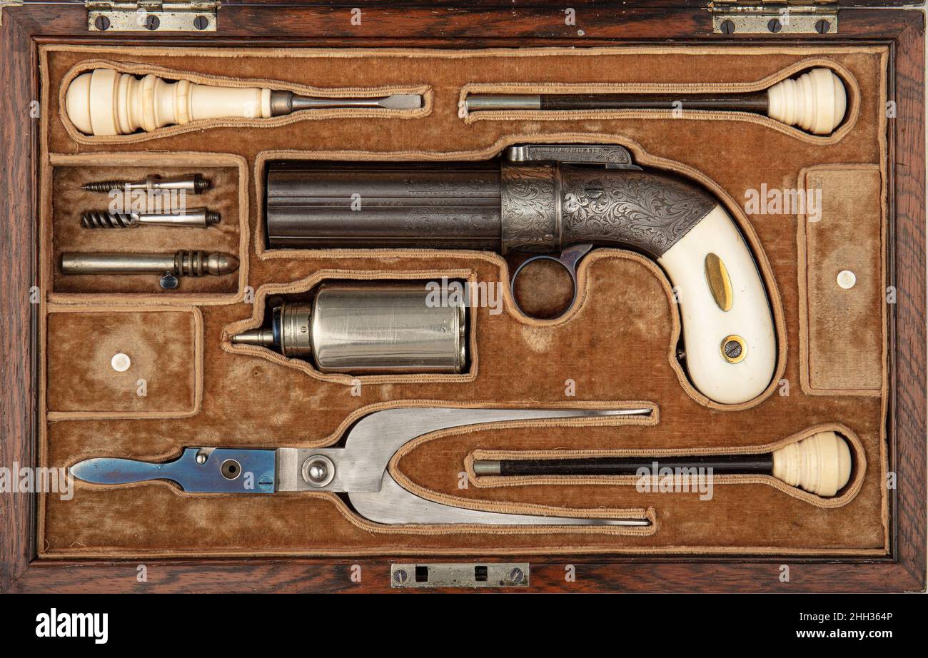 Cased Six-Barreled Revolving Percussion Pistol ("Pepperbox") 1842–47 ...