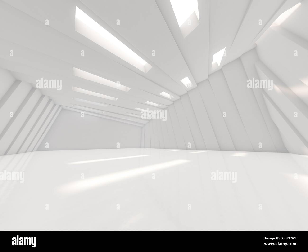 Abstract modern architecture background, empty open space interior. 3D rendering Stock Photo