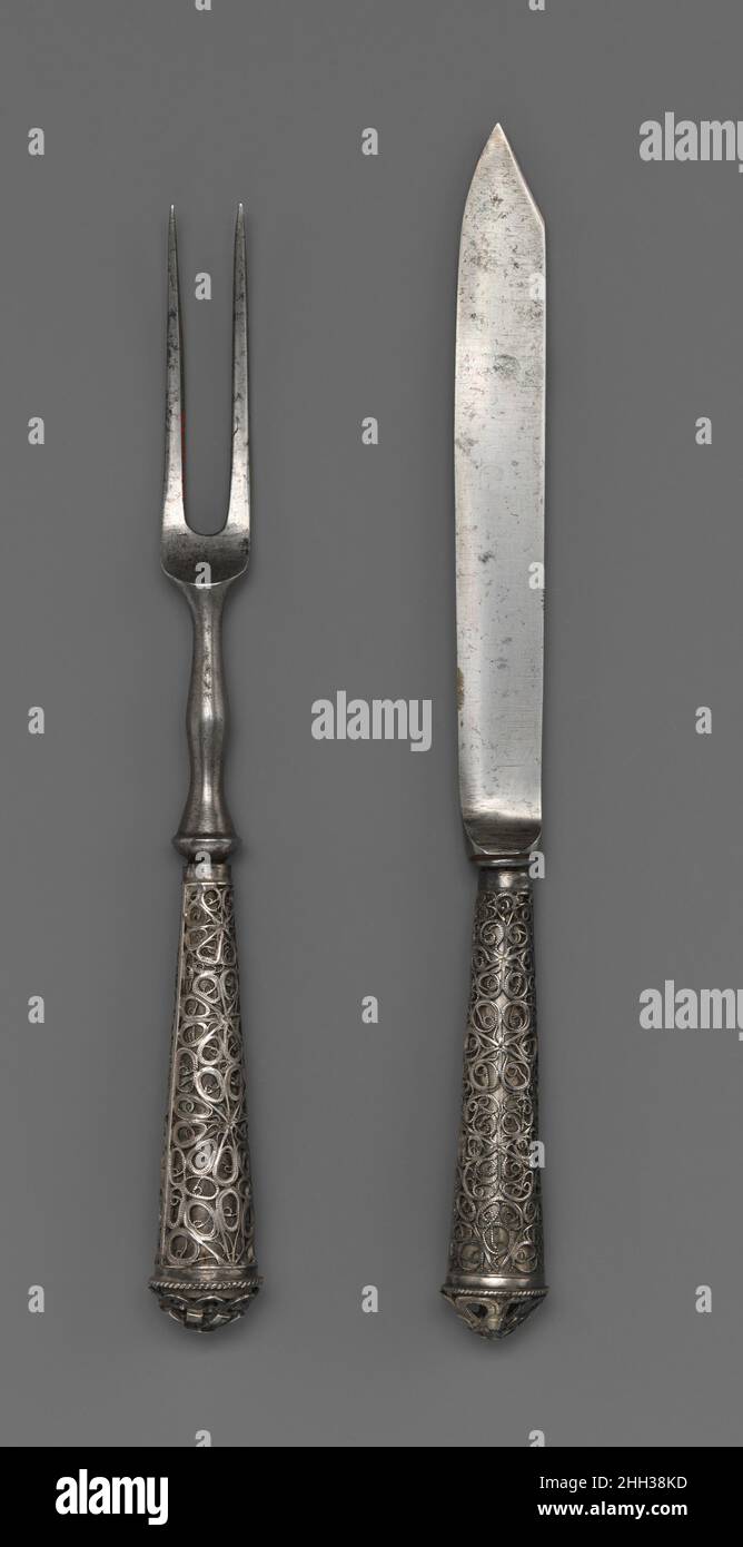 Table fork and knife 18th century Spanish, Valencia. Table fork and