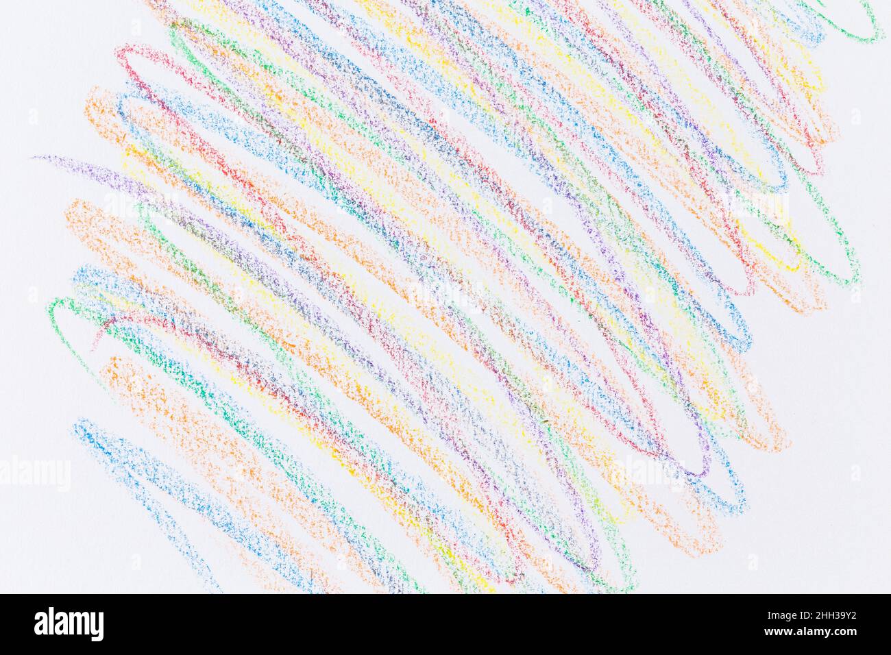 Wax crayon hand drawing design elements set. Colorful pastel chalk