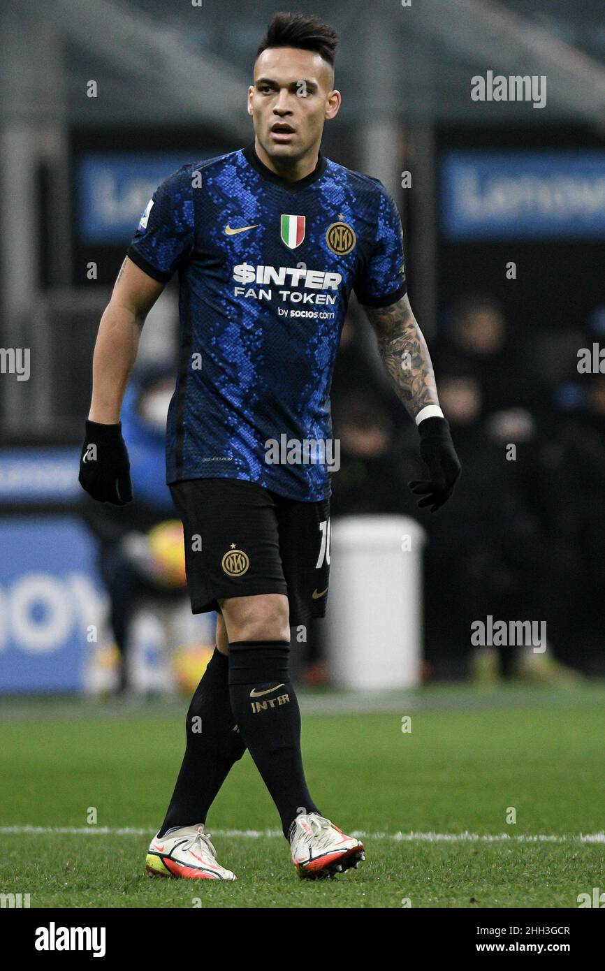 Lautaro Martinez Of Fc Internazionale During The Italian Serie A Championship Football Match Fc Internazionale Vs Venezia Fc At San Siro Stadium In Milan Italy On January 22 22 Stock Photo Alamy