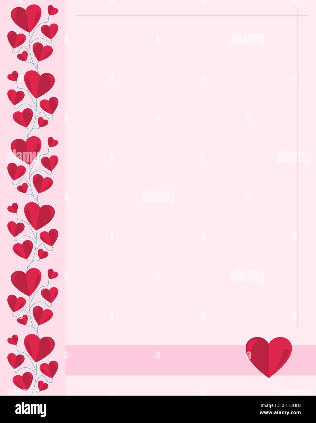 Valentine day greeting concept. Pink frame with hearts, cover