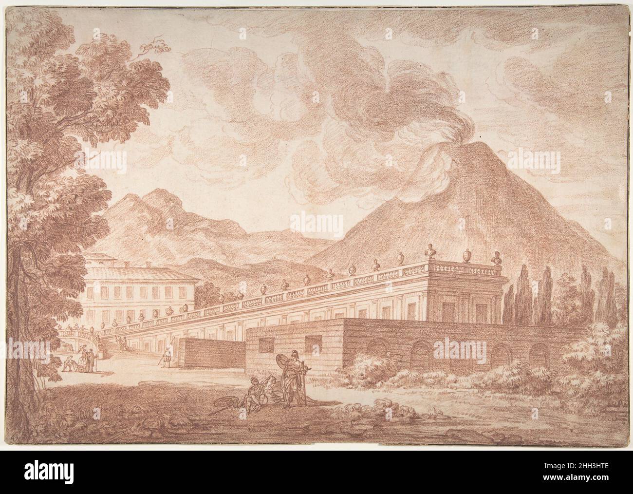 The Palazzo Reale at Pórtici with Vesuvius in the Background n.d. Louis Chaix French. The Palazzo Reale at Pórtici with Vesuvius in the Background  339780 Stock Photo