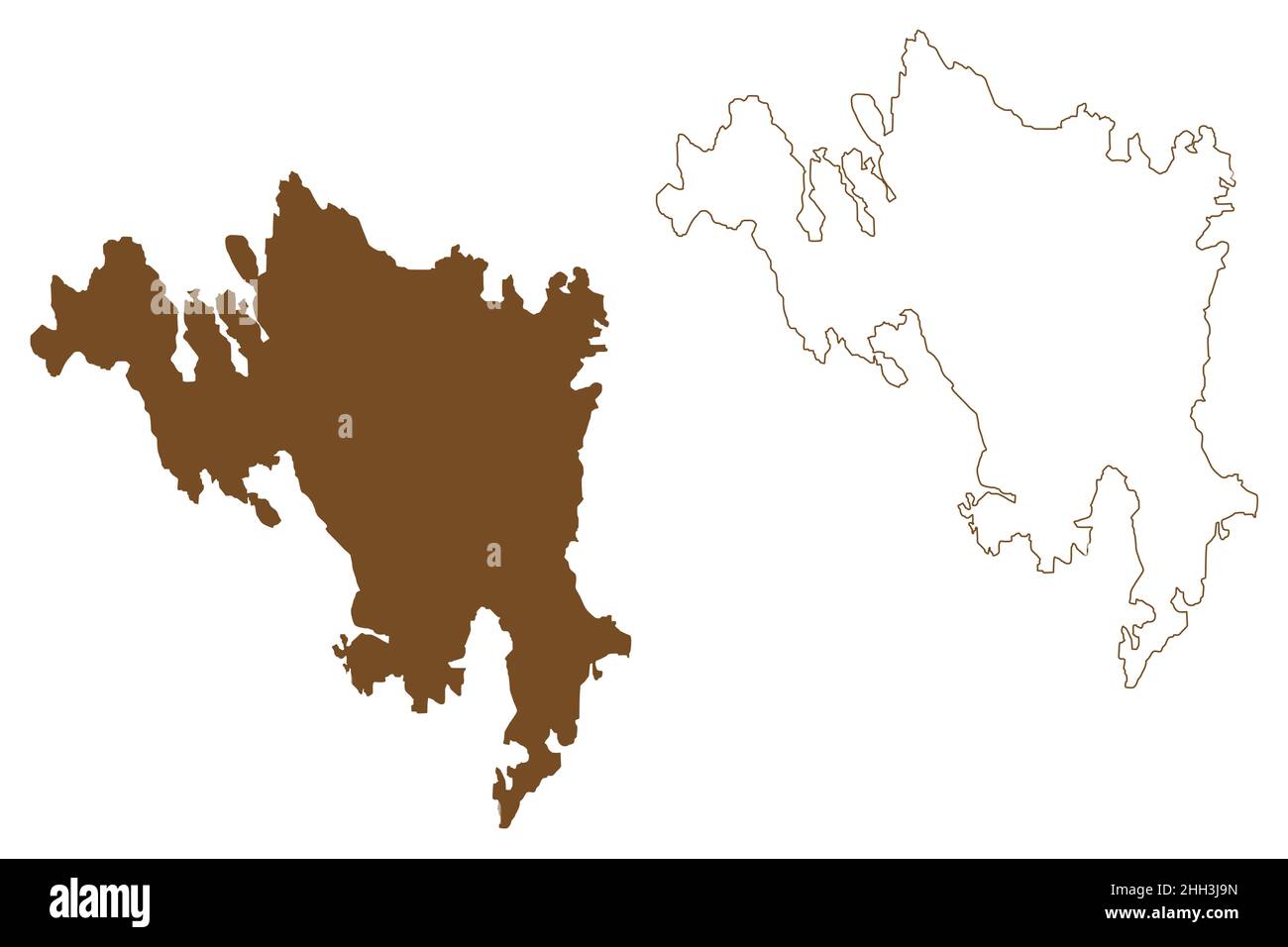 Lemland island (Republic of Finland, Aland Islands) map vector illustration, scribble sketch Lemland map Stock Vector