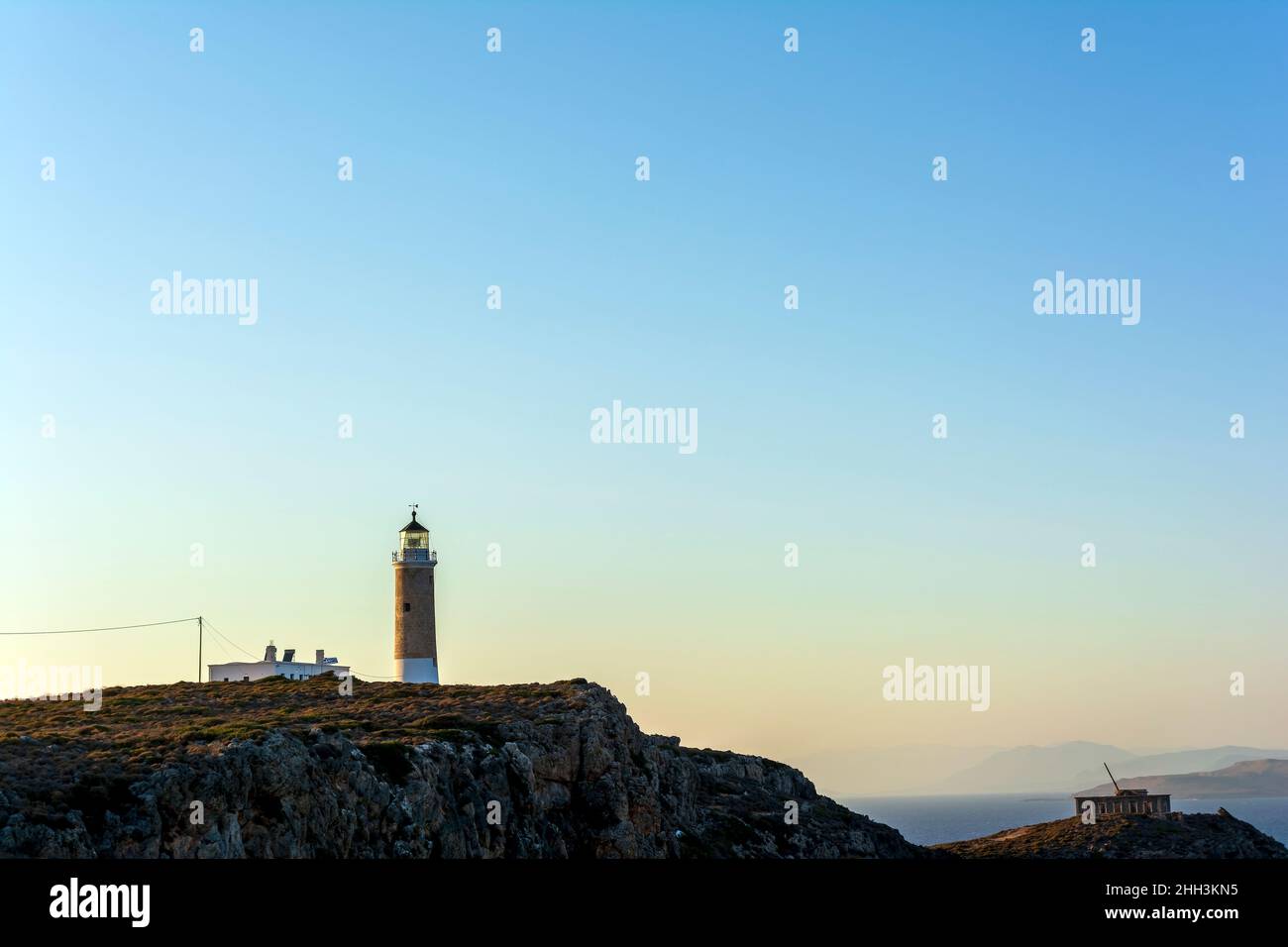 The lighthouse on the northern tip of Kythira island in Greece Stock ...