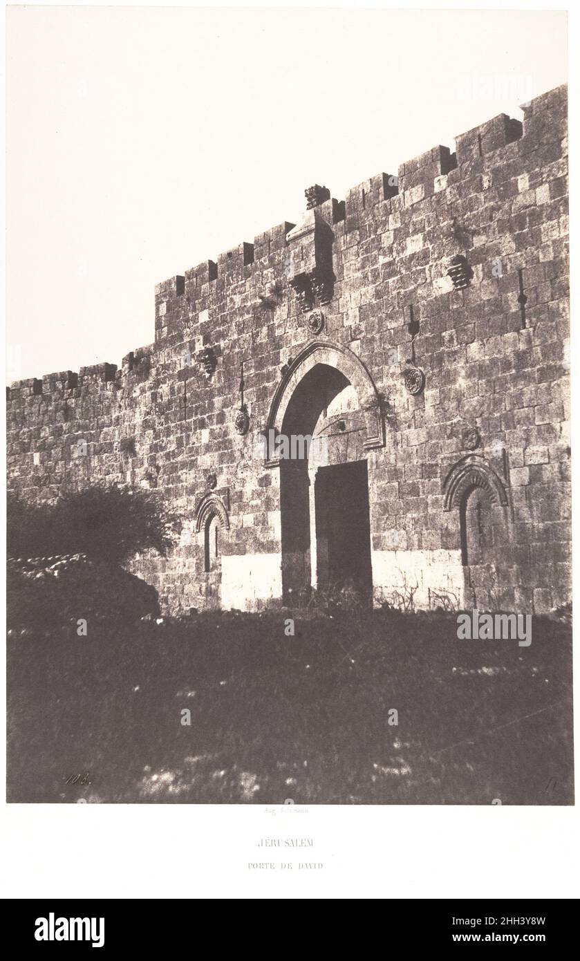 Jérusalem, Porte de David, Vue extérieure 1854 Auguste Salzmann French. Jérusalem, Porte de David, Vue extérieure  287031 Stock Photo