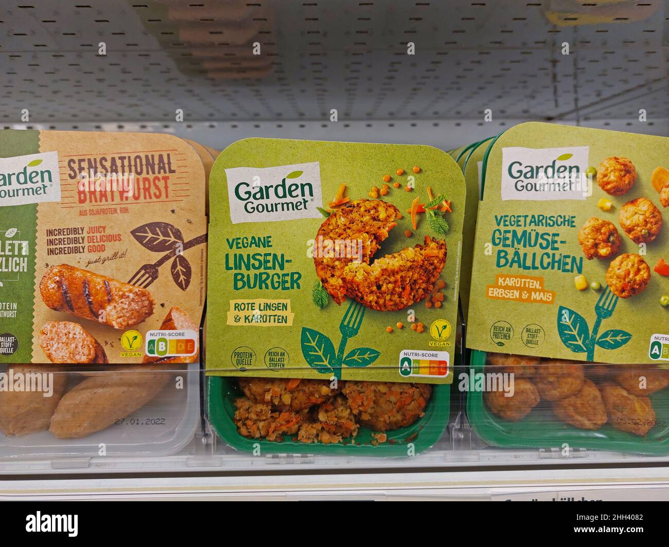 vegan meat substitute by garden gourmet in a supermarket Stock Photo