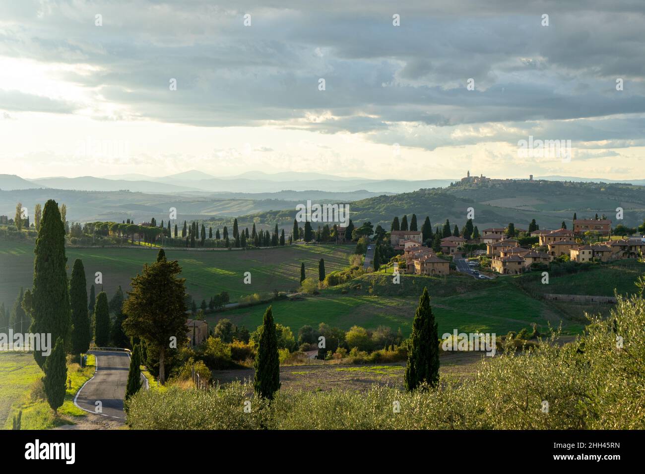 Beautiful scenic Tuscany landscape during the fall Stock Photo